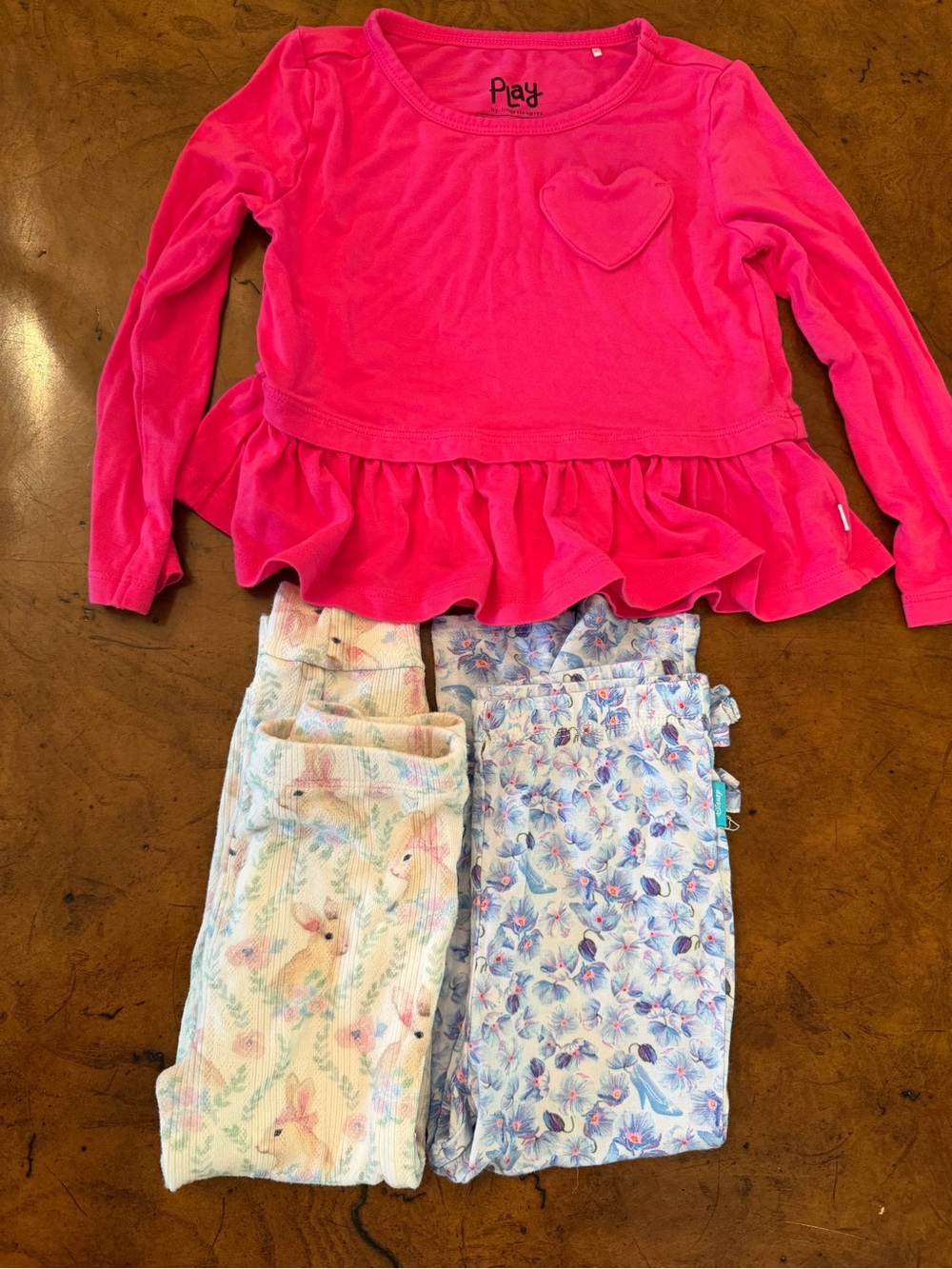Little sleepies, posh peanut bundle Cinderella leggings Peplum Top 18-24 months